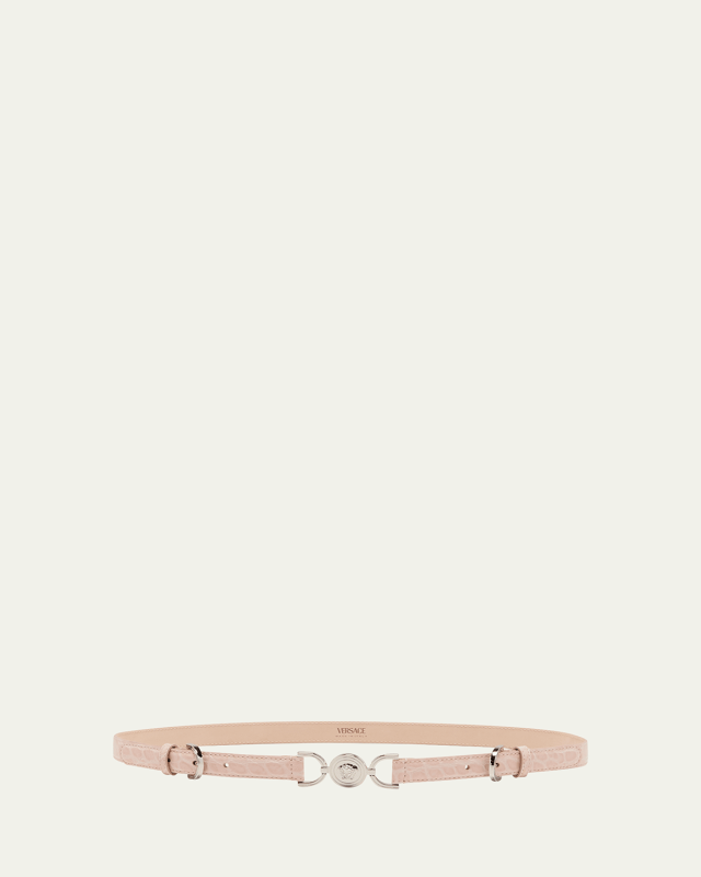 Medusa Croc-Embossed Leather Belt